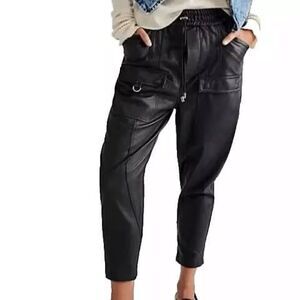 We The Free City of Angels Free People black leather cargo pants women's XS